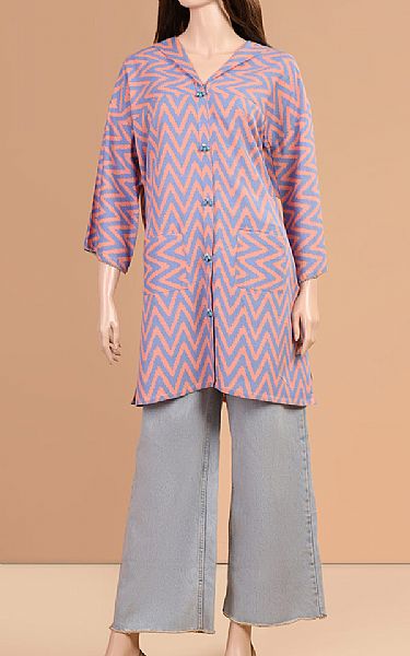 Saya Peach/Lavender Khaddar Kurti | Pakistani Winter Dresses- Image 1