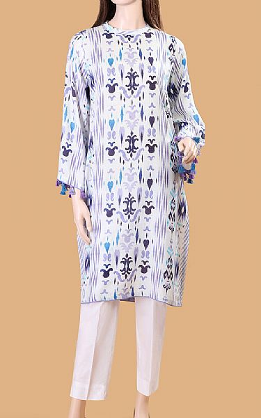 Saya White Karandi Kurti | Pakistani Winter Dresses- Image 1