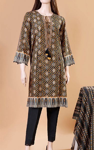 Saya Mustard/Dark Grey Khaddar Suit | Pakistani Winter Dresses- Image 1