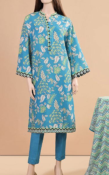 Saya Turquoise Khaddar Suit | Pakistani Winter Dresses- Image 1