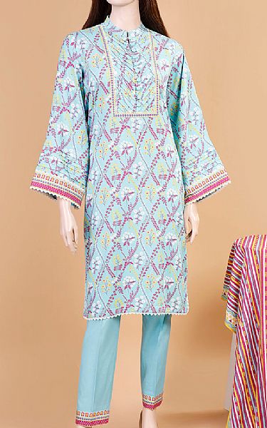 Saya Sky Blue Karandi Suit | Pakistani Winter Dresses- Image 1
