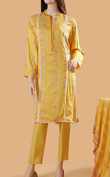 Saya Yellow Marina Suit | Pakistani Winter Dresses- Image 1