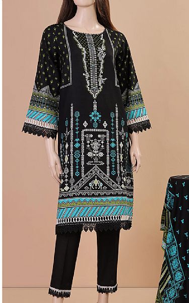 Muslin Cotton Patch Work Pakistani Suit In Black Colour