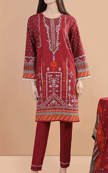 Saya Red Khaddar Suit | Pakistani Winter Dresses- Image 1