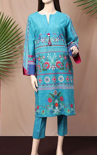 Saya Turquoise Lawn Suit (2 Pcs) | Pakistani Winter Dresses- Image 1