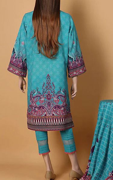Saya Turquoise Khaddar Suit | Pakistani Winter Dresses- Image 2