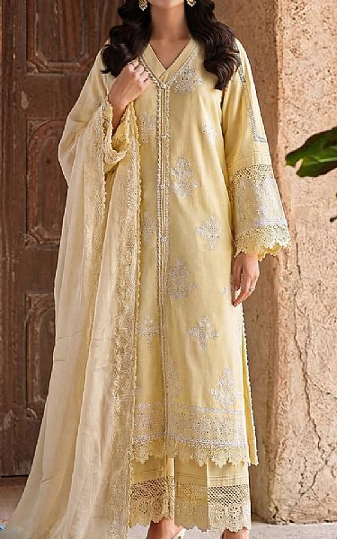 Saya Pale Yellow Cambric Suit | Pakistani Lawn Dress in USA- Image 1