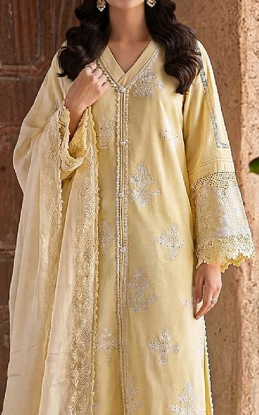 Saya Pale Yellow Cambric Suit | Pakistani Lawn Dress in USA- Image 2