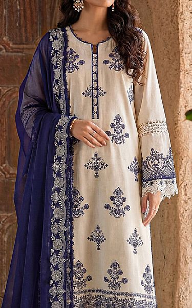 Saya Off White/Navy Cambric Suit | Pakistani Lawn Dress in USA- Image 2