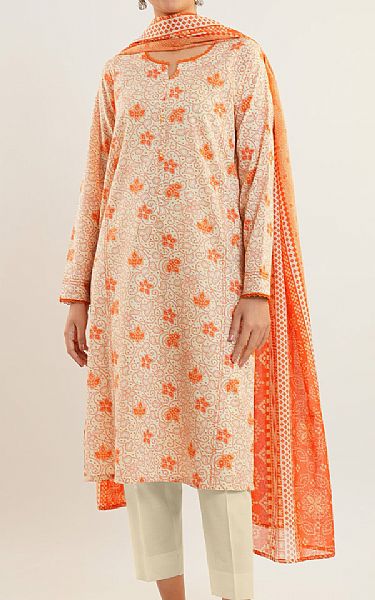 Saya Off White/Orange Lawn Suit | Pakistani Lawn Dress in USA- Image 1