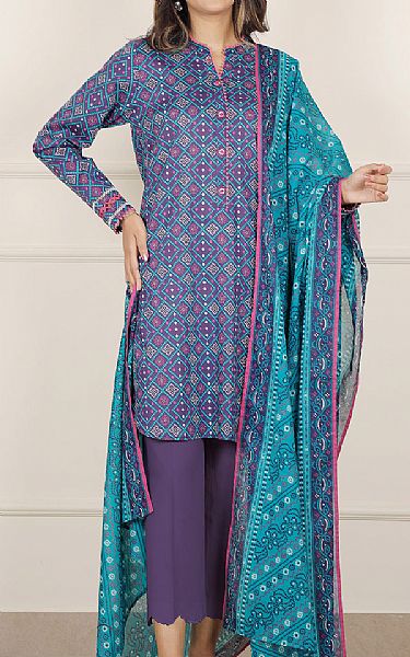 Saya Purple Lawn Suit | Pakistani Lawn Dress in USA- Image 1