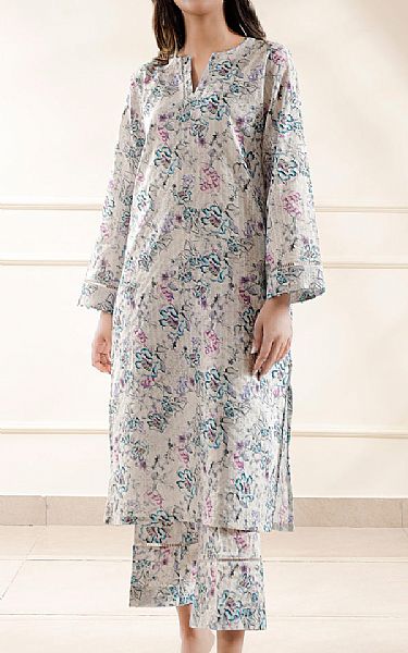Saya Light Grey Lawn Suit (2 pcs) | Pakistani Lawn Dress in USA- Image 1