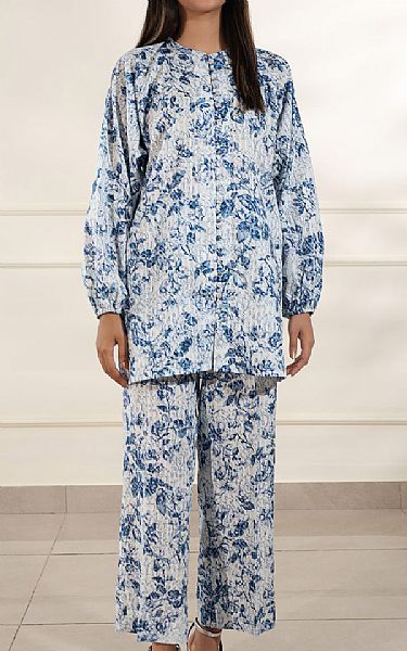 Saya Light Grey/Blue Lawn Suit (2 pcs) | Pakistani Lawn Dress in USA- Image 1