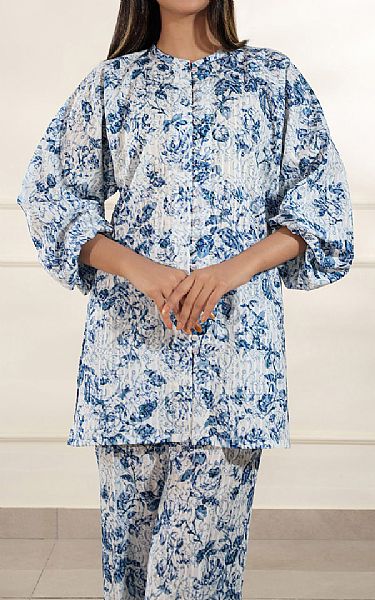 Saya Light Grey/Blue Lawn Suit (2 pcs) | Pakistani Lawn Dress in USA- Image 2