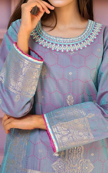 Saya Cadet Blue Jacquard Suit | Pakistani Lawn Dress in USA- Image 2