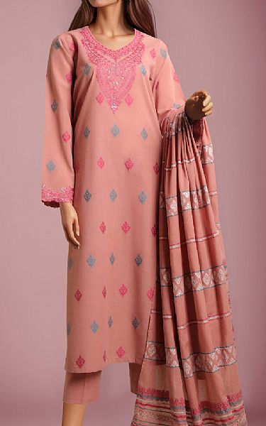 Saya Tea Pink Jacquard Suit | Pakistani Lawn Dress in USA- Image 1