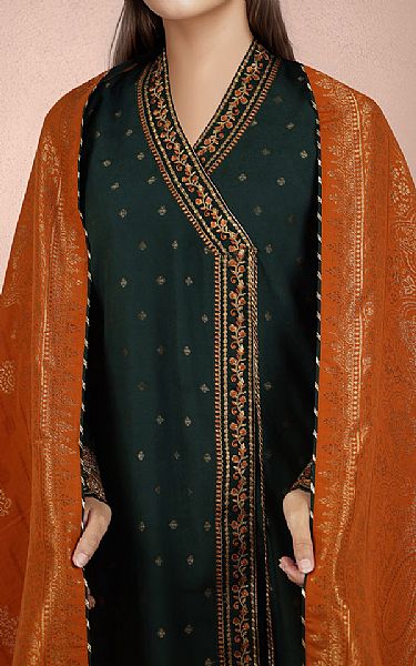 Saya Bottle Green Jacquard Suit | Pakistani Lawn Dress in USA- Image 2