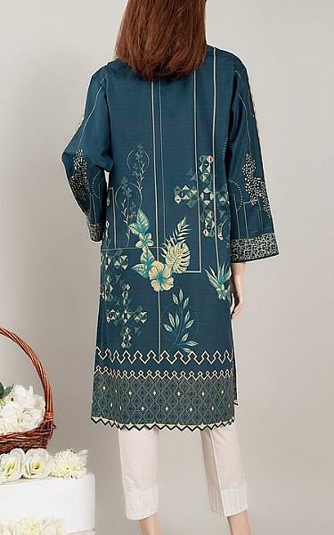 Saya Teal Blue Cambric Kurti | Pakistani Dresses in USA- Image 2