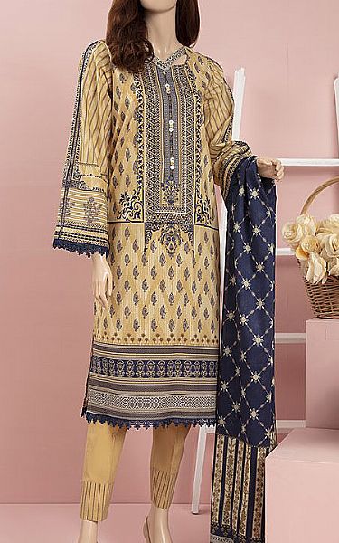 Saya Light Golden Cambric Suit | Pakistani Dresses in USA- Image 1