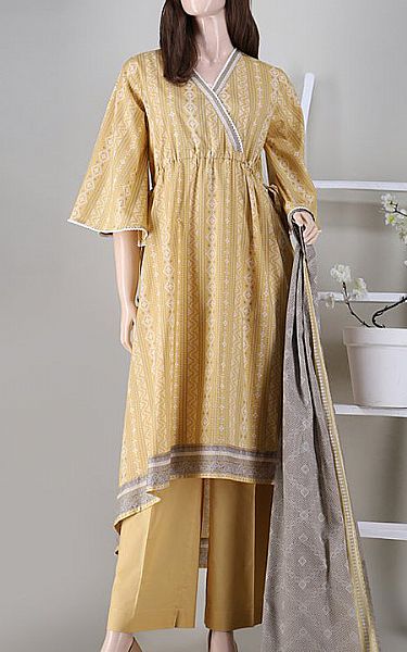 Saya Sand Gold Cambric Suit | Pakistani Dresses in USA- Image 1