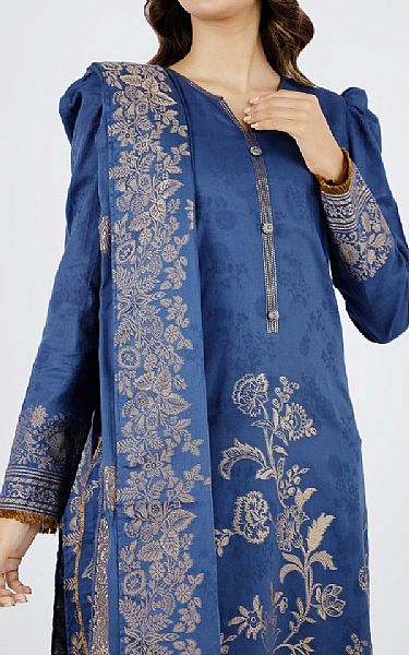 Saya Dusk Blue Jacquard Suit (2 pcs) | Pakistani Lawn Dress in USA- Image 2