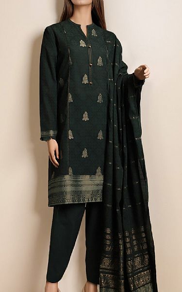Saya Dark Green Jacquard Suit (2 pcs) | Pakistani Lawn Dress in USA- Image 1
