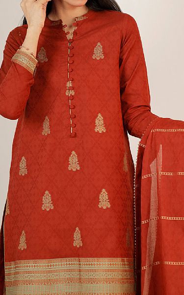 Saya Rust Jacquard Suit (2 pcs) | Pakistani Lawn Dress in USA- Image 2