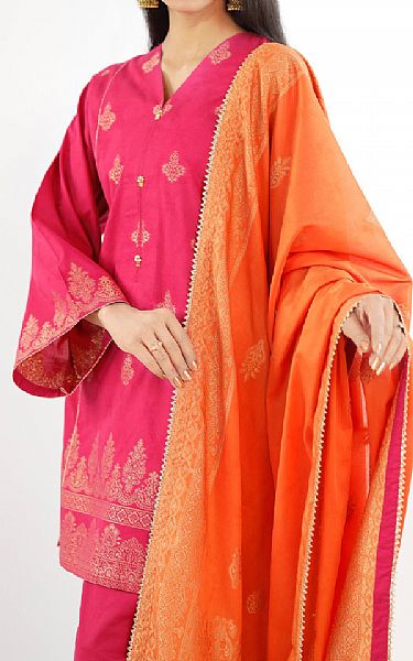 Saya Hot Pink Jacquard Suit (2 pcs) | Pakistani Lawn Dress in USA- Image 2