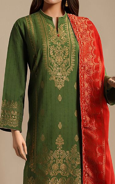 Saya Green Jacquard Suit (2 pcs) | Pakistani Lawn Dress in USA- Image 2