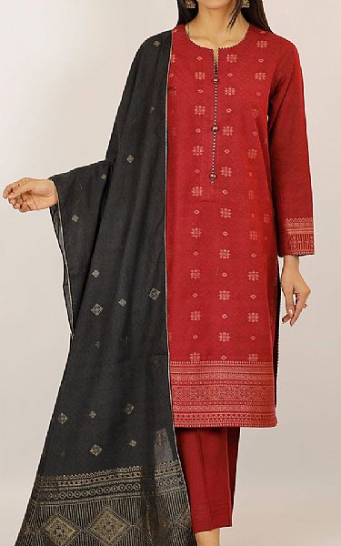 Saya Cornell Red Jacquard Suit | Pakistani Lawn Dress in USA- Image 1