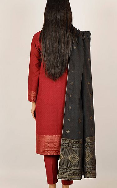 Saya Cornell Red Jacquard Suit | Pakistani Lawn Dress in USA- Image 2