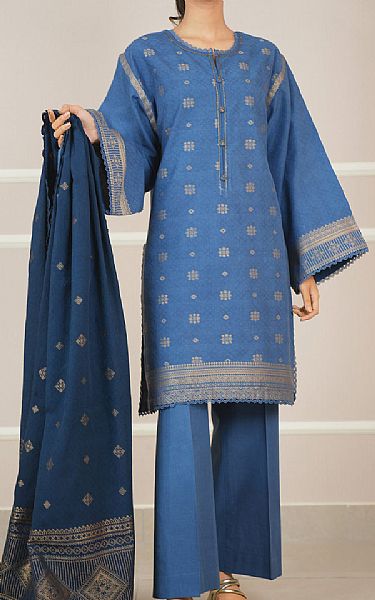 Saya Blue Jacquard Suit | Pakistani Lawn Dress in USA- Image 1