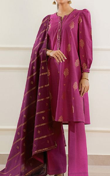 Saya Raspberry Rose Jacquard Suit | Pakistani Lawn Dress in USA- Image 1