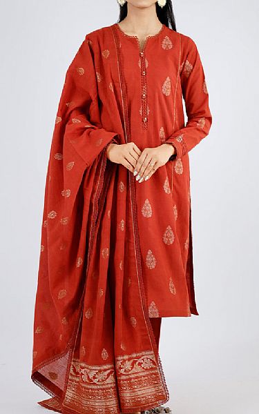 Saya Dark Pastel Red Jacquard Suit | Pakistani Lawn Dress in USA- Image 1