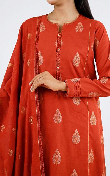 Saya Dark Pastel Red Jacquard Suit | Pakistani Lawn Dress in USA- Image 2
