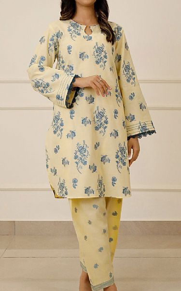 Saya Cream Jacquard Suit (2 pcs) | Pakistani Lawn Dress in USA- Image 1