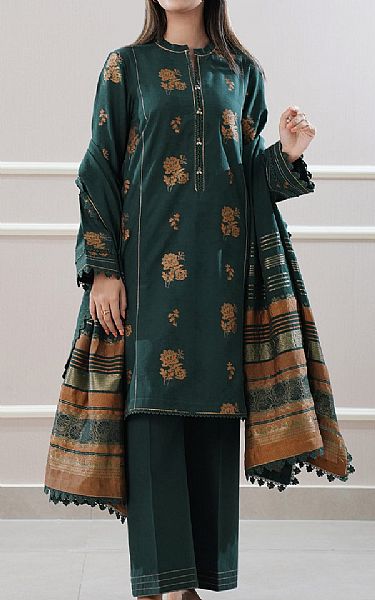 Saya Gable Green Jacquard Suit | Pakistani Lawn Dress in USA- Image 1