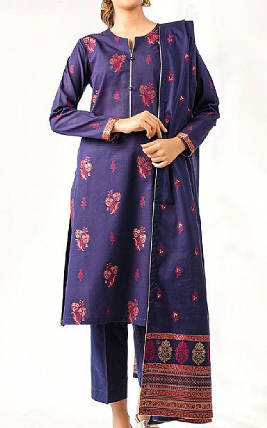 Saya Navy Blue Jacquard Suit | Pakistani Lawn Dress in USA- Image 1