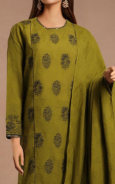 Saya Olive Green Jacquard Suit | Pakistani Lawn Dress in USA- Image 2