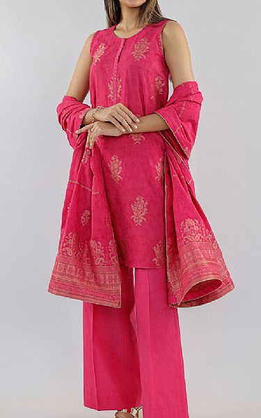 Saya Cerise Pink Jacquard Suit | Pakistani Lawn Dress in USA- Image 1