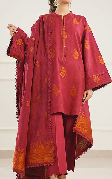 Saya Faded Red Jacquard Suit | Pakistani Lawn Dress in USA- Image 1