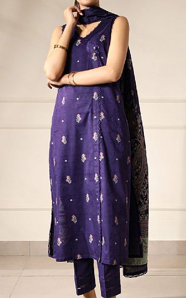 Saya Purple Jacquard Suit | Pakistani Lawn Dress in USA- Image 1