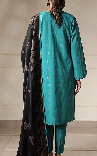 Saya Teal Jacquard Suit | Pakistani Lawn Dress in USA- Image 2