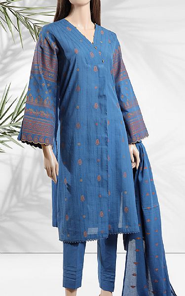 Saya Blue Jacquard Suit | Pakistani Lawn Suits- Image 1