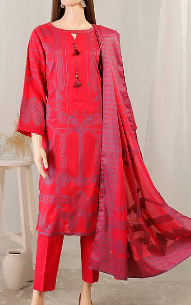 Saya Ruby Red Jacquard Suit | Pakistani Lawn Suits- Image 1
