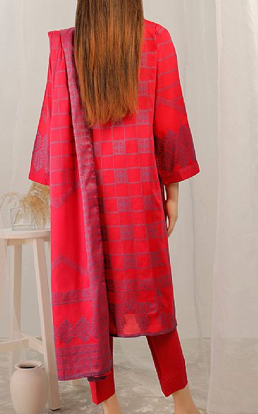 Saya Ruby Red Jacquard Suit | Pakistani Lawn Suits- Image 2