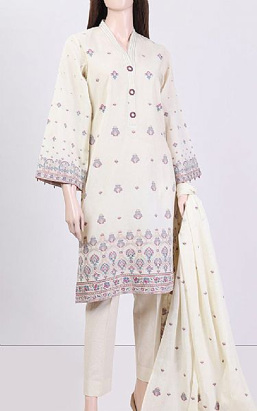 Saya Off-white Jacquard Suit | Pakistani Lawn Suits- Image 1