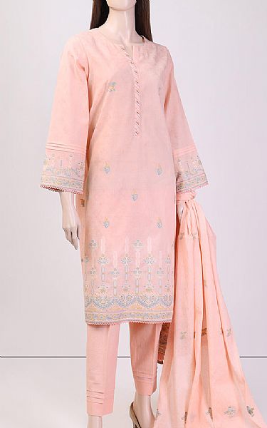 Saya Peach Jacquard Suit | Pakistani Lawn Suits- Image 1