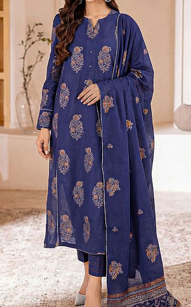 Saya Navy Blue Jacquard Suit | Pakistani Lawn Dress in USA- Image 1