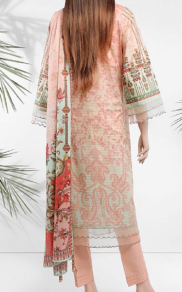 Saya Peach Zari Stripe Line Suit | Pakistani Lawn Suits- Image 2